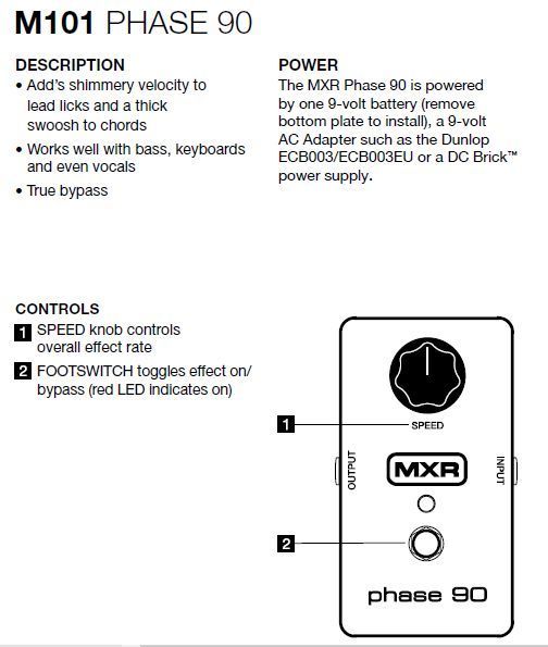 MXR PHASE 90 使い方のコツは、SPEED設定よりオン-オフの音量差